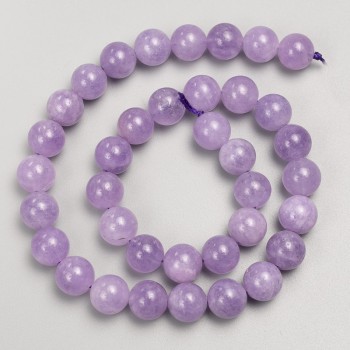 Lavender amethyst beads, natural stone, smooth round beads on thread, diameter 10mm±, length 38cm±