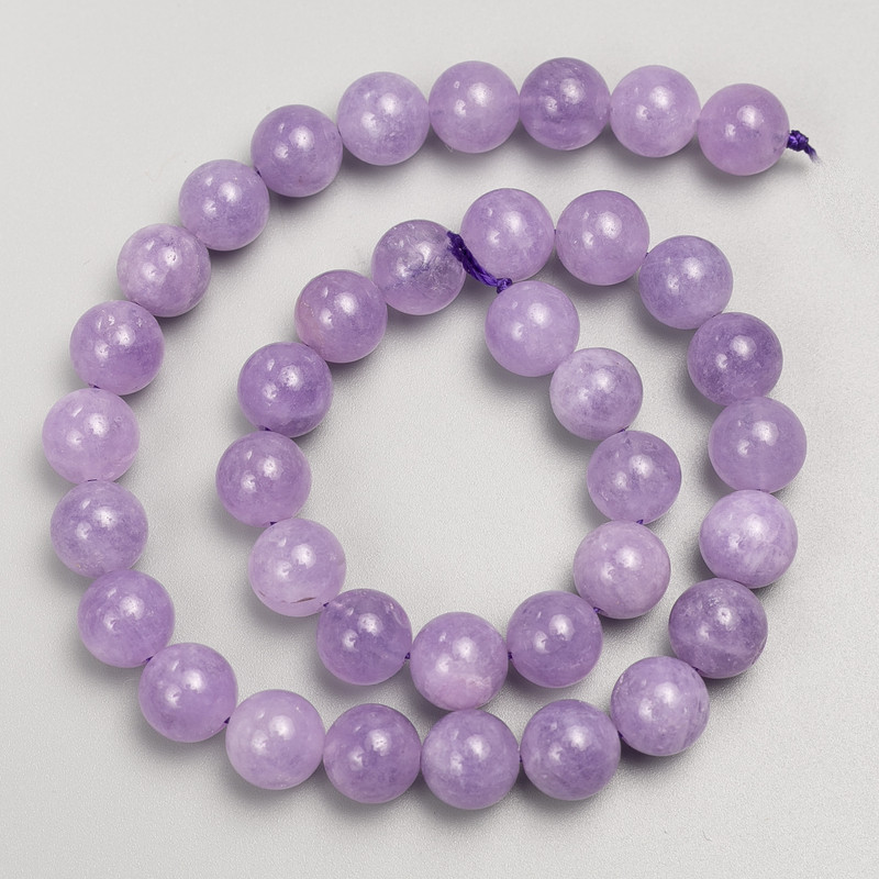 Lavender amethyst beads, natural stone, smooth round beads on thread, diameter 10mm±, length 38cm±