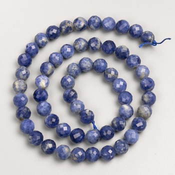 Beads of natural stone Sodalite, faceted ball on thread, diameter 7 mm, length 39 cm