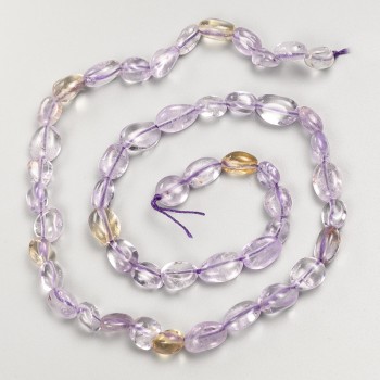 Faceted natural ametrine beads on thread, diameter 7×9 mm, length 40 cm