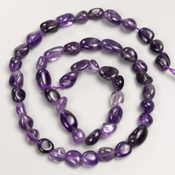 Beads of natural amethyst, faceted on a thread, diameter 7×11 mm +-, length 39 cm +-