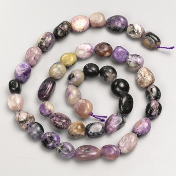 Charoite natural stone beads, faceted on thread, diameter 10x12 mm ±, length 42 cm ±