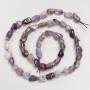 Beads of natural amethyst gemstone with tumbling finish on thread, diameter 7×9 mm, length 40 cm