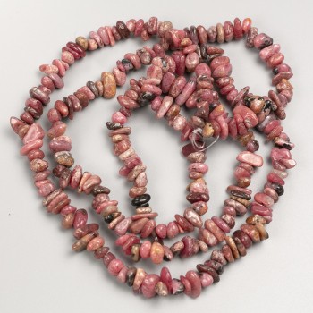 Rhodonite Bead Chips on Thread, 7x3 mm, 84 cm length