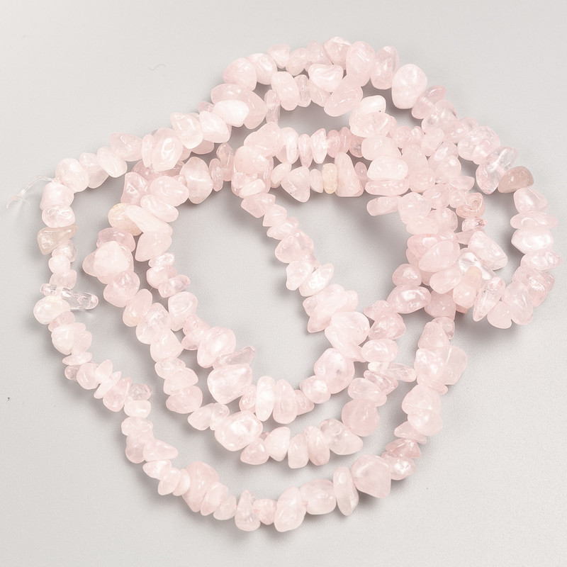 Pink Quartz Chip Beads on a Long Strand, 10x4 mm, 80 cm Length