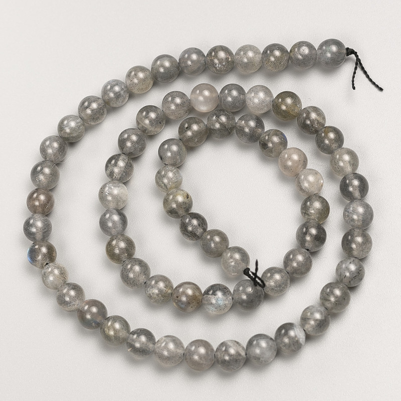 Adularia Moonstone Beads, Smooth Round Balls on Thread, 6 mm Diameter, 40 cm Length