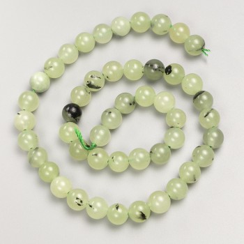 Prehnite Beads, Smooth 8mm on Thread