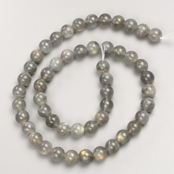 Labradorite natural stone beads, smooth round beads on thread, 8 mm diameter ±, length 38 cm ±