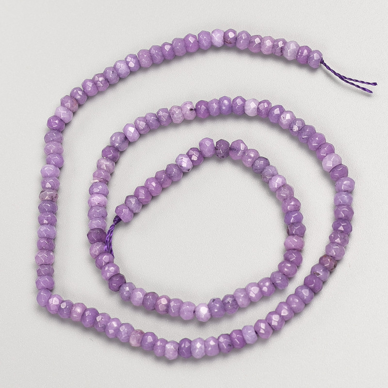 Imitation Amethyst Beads, Faceted Rondelle on Thread, 4×2.5 mm, length 37 cm
