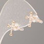 Xuping Earrings Cross 18K Gold Plating with White Crystals, Diameter 11.5 × 8.5 mm+