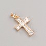 Xuping Cross Pendant 18K Gold Plated with White Crystals, diameter 20.5×13 mm+