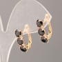 Xuping Earrings with Black Stone and White Crystals, 17x5 mm, 18K Gold Plating