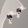 Xuping Stud Earrings with 18K Gold Plating and Blue Stone, Diameter 14.5 x 8 mm