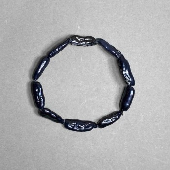 Elastic Bracelet with Black Baroque Pearls, 22×7 mm, Length 18 cm