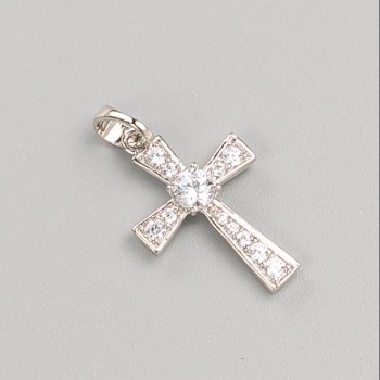 Cross Pendant Xuping Rhodium with White Stones 22x14 mm+