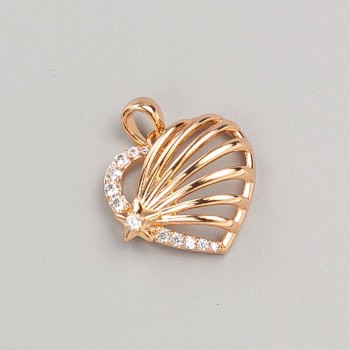 Xuping Pendant 18K Gold-Plated Heart with White Crystals, diameter 17x16mm+