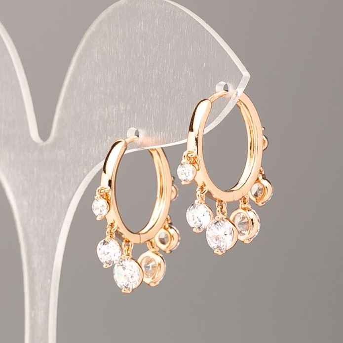 Xuping Earrings 18K Gold-Plated Heart with White Crystals
