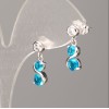Xuping Rhodium-plated Earrings with White Rhinestones and Blue Gemstones 16×6mm+