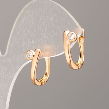 Discount! Xuping Earrings 18K Gold Plating with White Stone, diameter 14×2.5 mm+