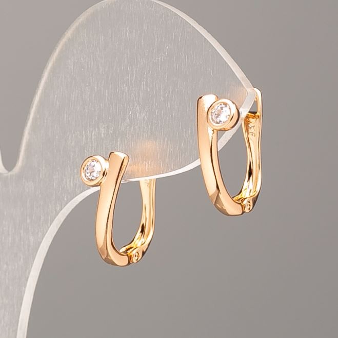 Discount! Xuping Earrings 18K Gold Plating with White Stone, diameter 14×2.5 mm+