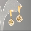 Xuping Gold-Plated Tree-Shaped Stud Earrings with White Rhinestones, 12 mm diameter, 2.8 cm length+