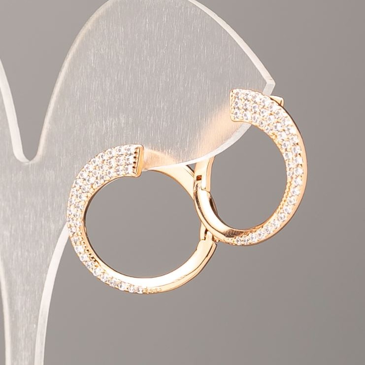 Xuping Earrings 18K Gold Plating with White Crystals, 21x20mm Diameter