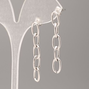 Discount! Xuping Rhodium-Plated Stud Earrings with Chain, diameter 6.5 mm, length 3.5 cm +