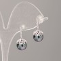Xuping Earrings with Mallorca Pearls, Black with Petrol Tint, 9 mm Pearl Diameter, 18 mm Length, Rhodium Plating