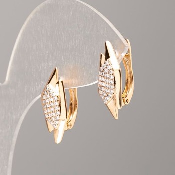 Xuping Earrings 18K Gold-Plated with White Crystals, diameter 20×7.5 mm