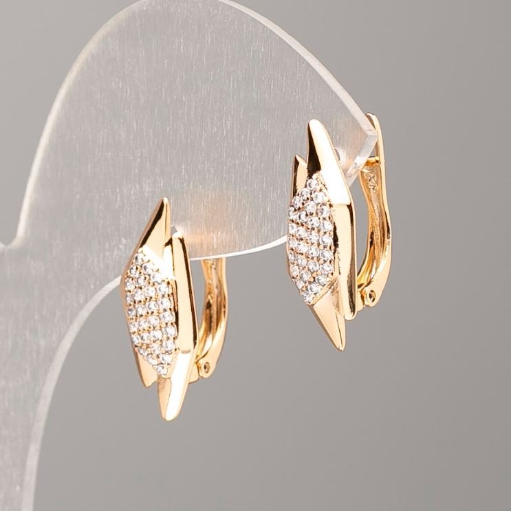 Xuping Earrings 18K Gold-Plated with White Crystals, diameter 20×7.5 mm