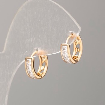 Sale! Xuping 18K Gold-Plated Earrings with White Stone, 11.5×3.5 mm diameter+