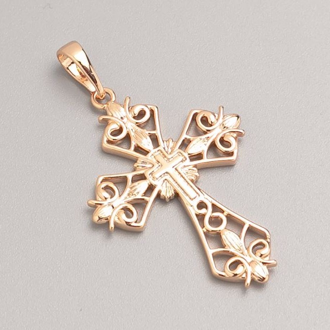 Xuping Cross Pendant with 18K Gold Plating, diameter 33×22.5 mm