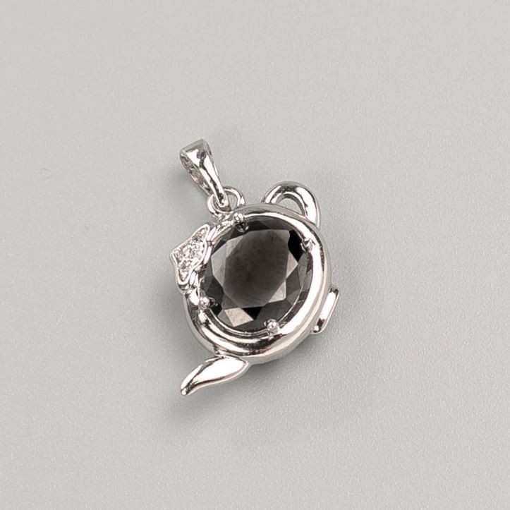 Xuping Pendant with Black Stone 20x14 mm Rhodium