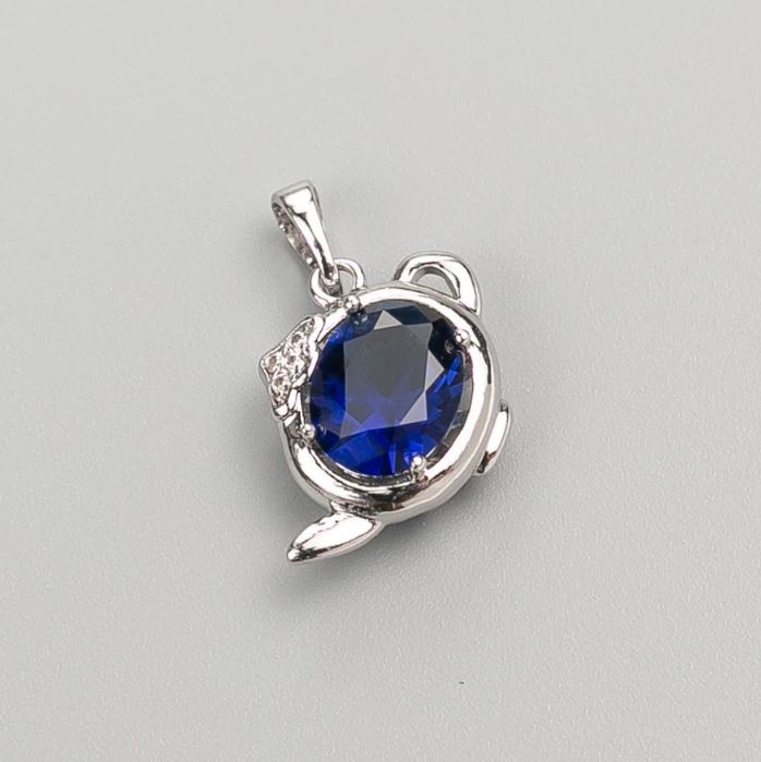 Pendant Xuping with Blue Stone 20x14mm Rhodium