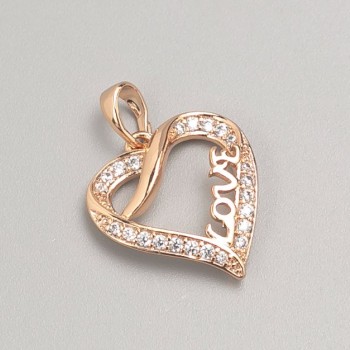 Xuping Pendant 18K Gold Plating Heart with White Crystals, diameter 18x17 mm+