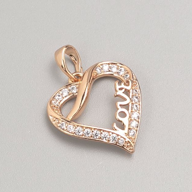 Xuping Pendant 18K Gold Plating Heart with White Crystals, diameter 18x17 mm+