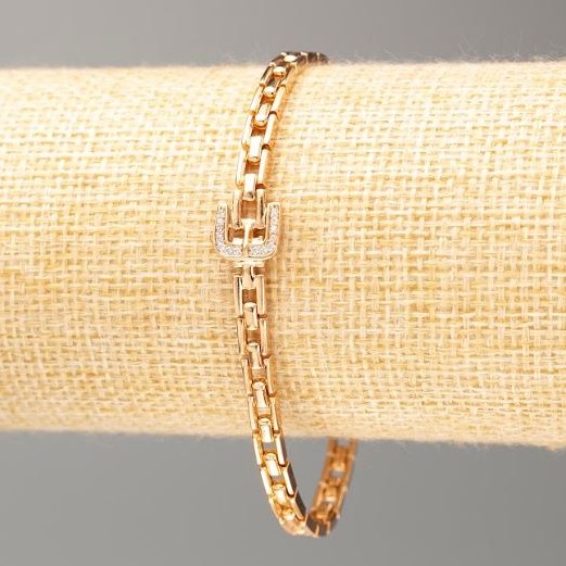 Bracelet Xuping 18K Gold Plating, 19 cm length, 4 mm thick, with white crystals