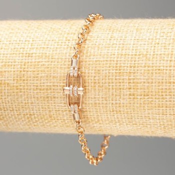 Bracelet Xuping 18K Gold Plating, length 17–20.5 cm, thickness 4 mm ± with rhinestones