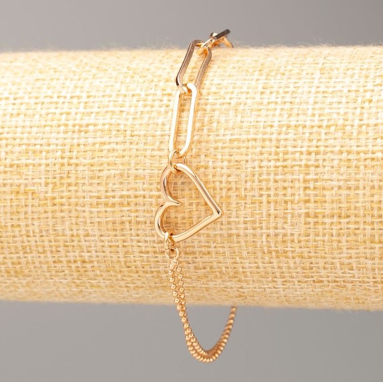 Xuping 18K Gold Plating 'Heart' Bracelet, Length 17-20 cm, Thickness 5 mm+