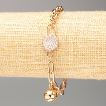 Xuping 18K Gold Plating Bracelet, L 20 cm, thickness 6 mm ±, thickness 5 mm ± with White Rhinestones