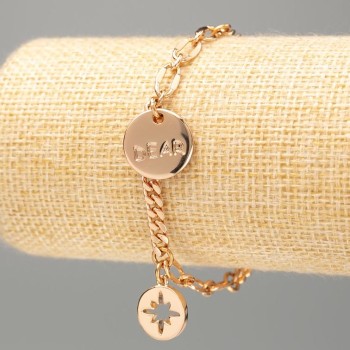 Xuping Bracelet 18K Gold Plating \"Dear\" Cable Chain, length 18-21 cm, thickness 4 mm+