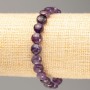 Bracelet with natural amethyst, faceted coin beads, diameter 8x5 mm, length 18 cm, on elastic
