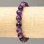 Bracelet of natural amethyst with a faceted bead, 10 mm diameter, 18 cm length, on elastic