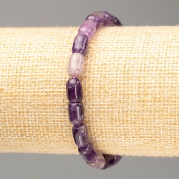 Elastic bracelet with natural amethyst beads, 9×6 mm diameter, 18 cm length