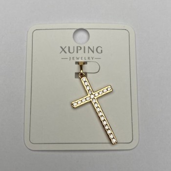 Xuping Cross Pendant 8K Gold Plating with White Stones