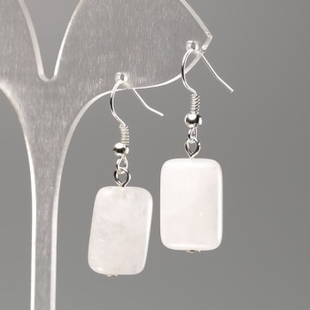 Earrings made from natural rock crystal, diameter 18x13 mm+
