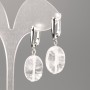 Oval earrings with natural mountain crystal, diameter 18x13 mm