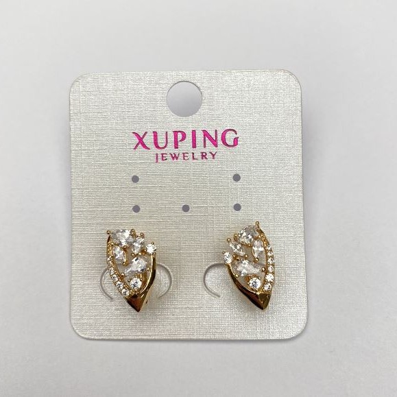 Sale! Xuping Earrings 18K Gold Plating with White Crystals, 16x9 mm diameter+