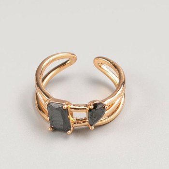 Discount! Xuping Ring metal color "gold" black stone, sizes 16, 18