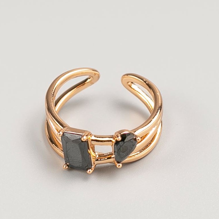 Discount! Xuping Ring metal color "gold" black stone, sizes 16, 18